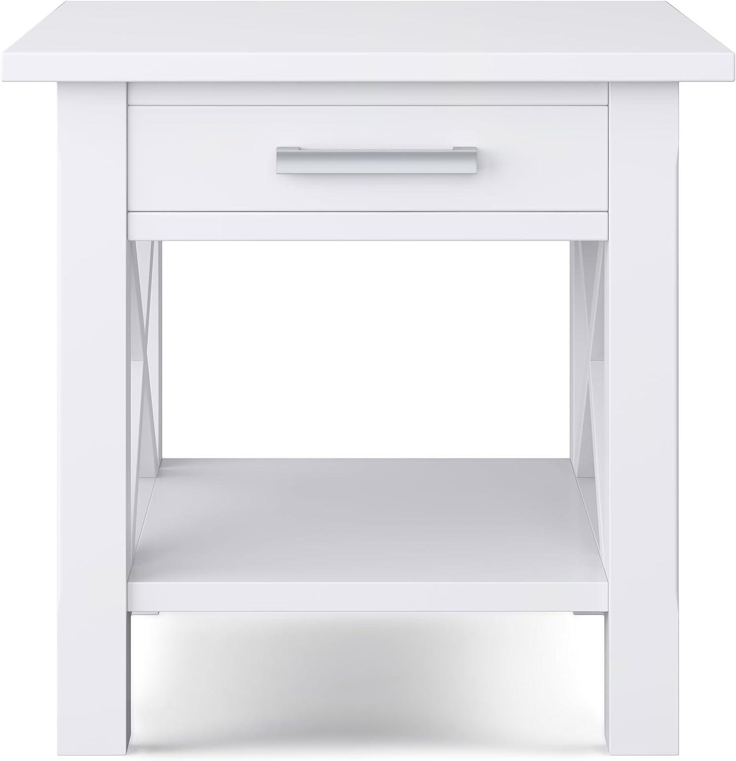 Kitchener Contemporary White Solid Wood Square End Table with Storage