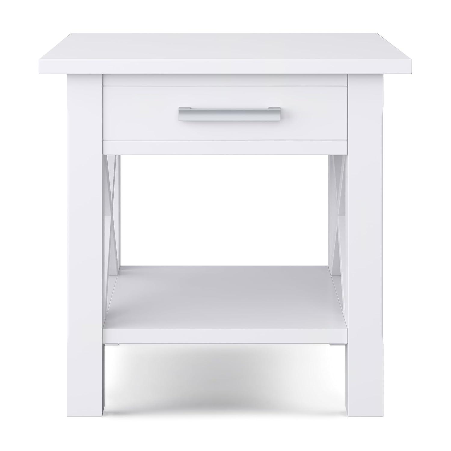 Simpli Home Kitchener 21" Square Contemporary Solid Wood End Table in White