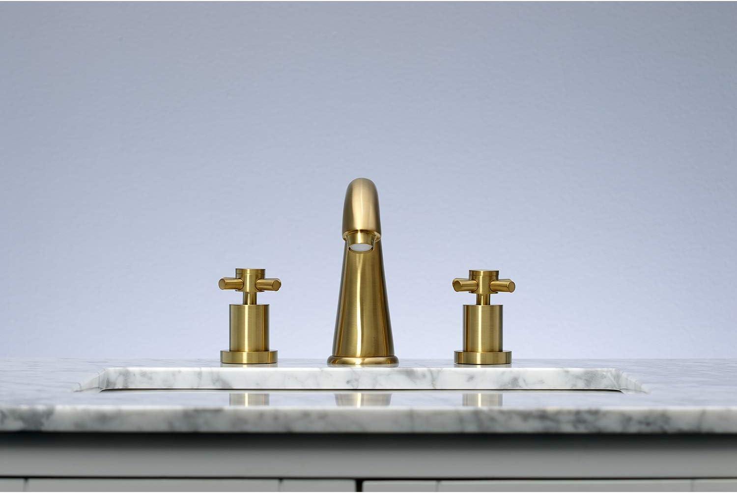 Kingston Brass Concord Two-Handle 3-Hole Deck Mount Widespread Bathroom Faucet with Brass Pop-Up Drain