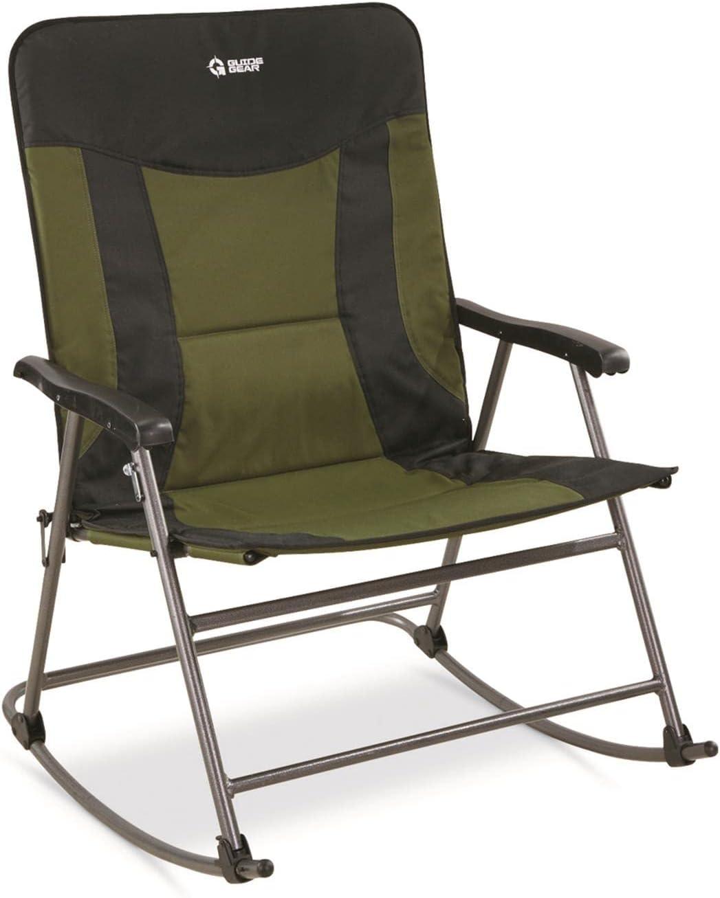 Guide Gear Oversized XXL Rocking Camp Chair, 600-lb. Capacity, Green/Black Hunter Green/Black