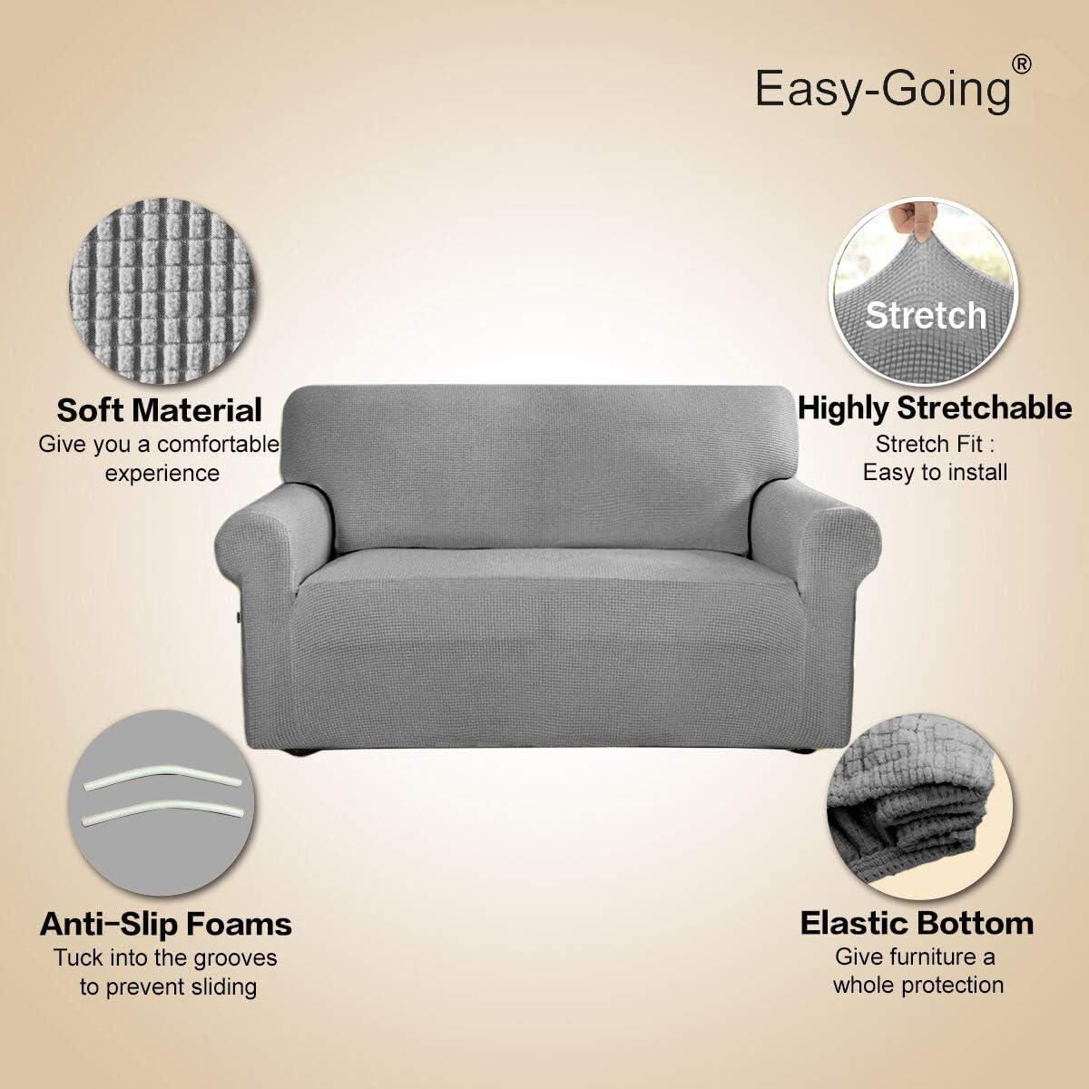 Easy-Going Stretch Jacquard Couch Cover, 1-Piece Soft Sofa Cover, Sofa Slipcover with Anti-Slip Foams, Washable Furniture Protector for Kids, Pets (Sofa, Light Gray1)