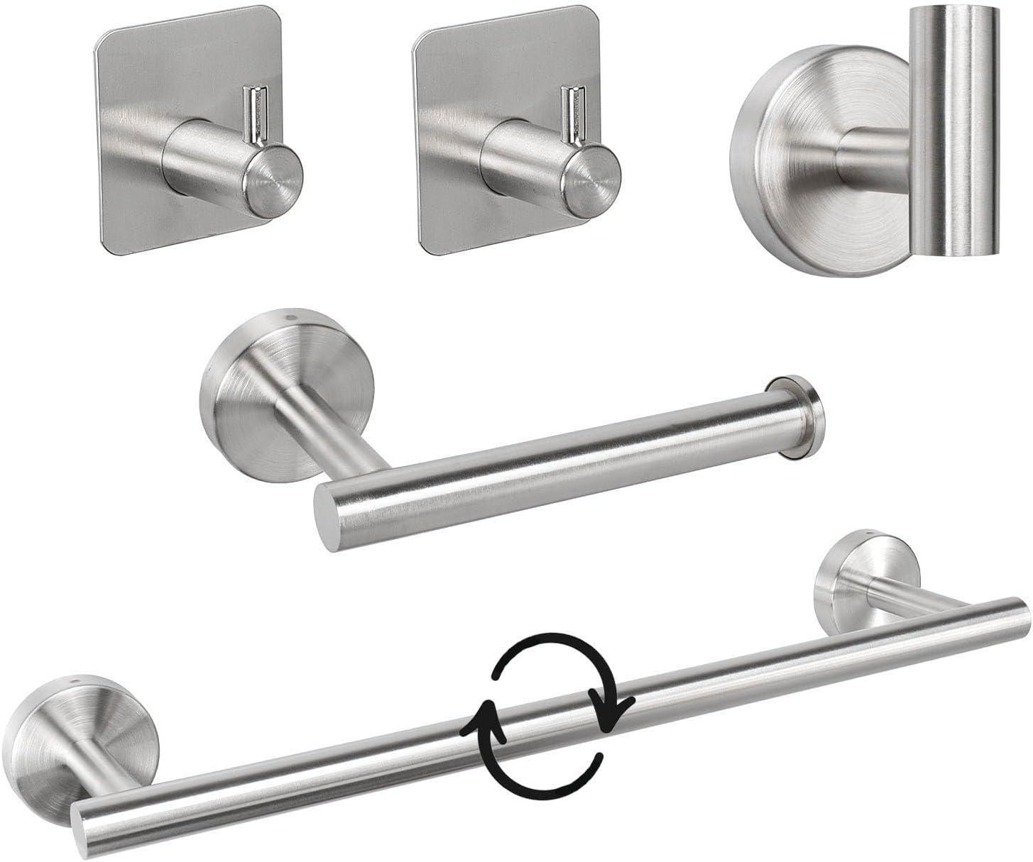 Bathroom Hardware Set, 3-Piece Silver Bath Accessories Set Wall Mount Includes 23'' Towel Bar,Toilet Paper Holder, 1 Hook SUS304 Stainless Steel,Heavy Duty