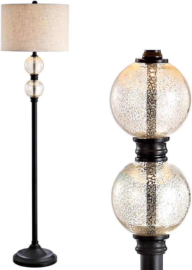 JONATHAN Y January 60" Glass/Metal LED Floor Lamp, Mercury Glass/Oil Rubbed Bronze