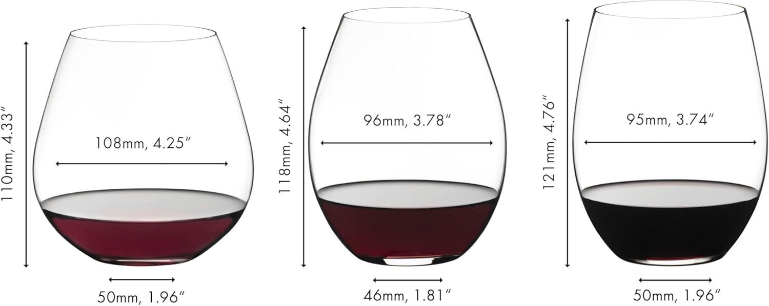 Clear Crystal Stemless Wine Glass Set for Pinot Noir, Syrah, and Cabernet/Merlot