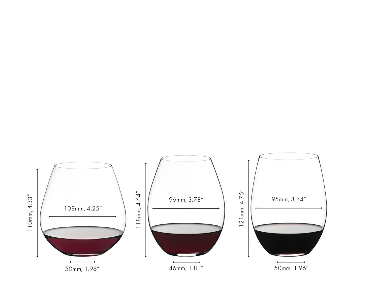Clear Crystal Stemless Wine Glass Set for Pinot Noir, Syrah, and Cabernet/Merlot