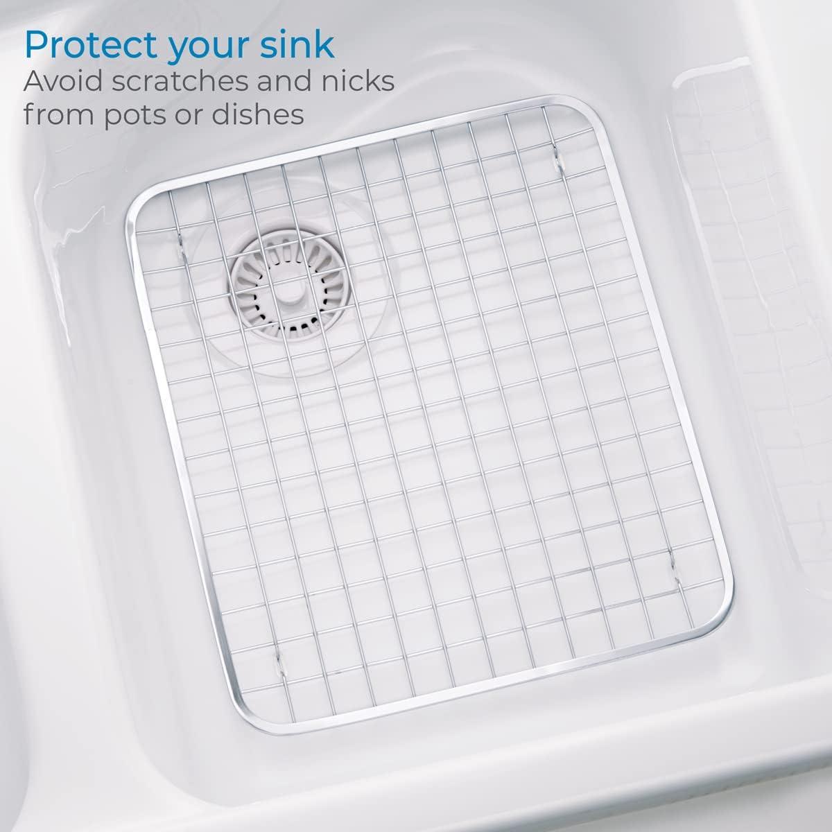 iDesign Gia Stainless Steel Sink Protector Grid - 11" x 12.75", Polished