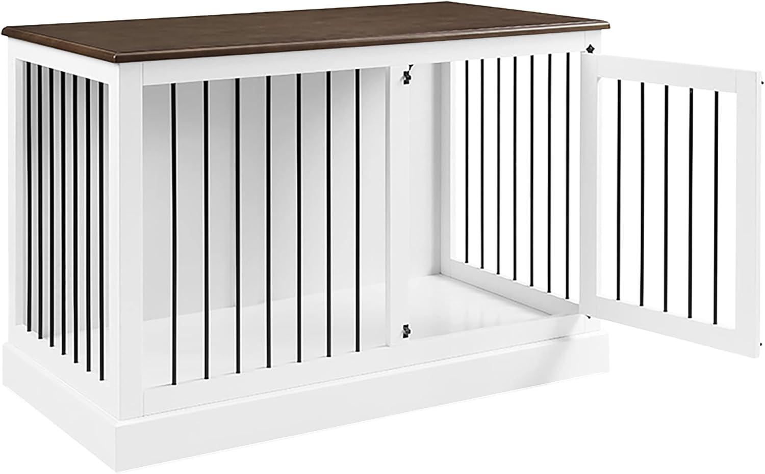 Winslow Small Credenza Dog Crate White/Dark Brown