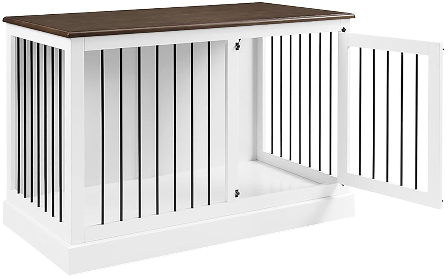 Winslow Small Credenza Dog Crate White/Dark Brown