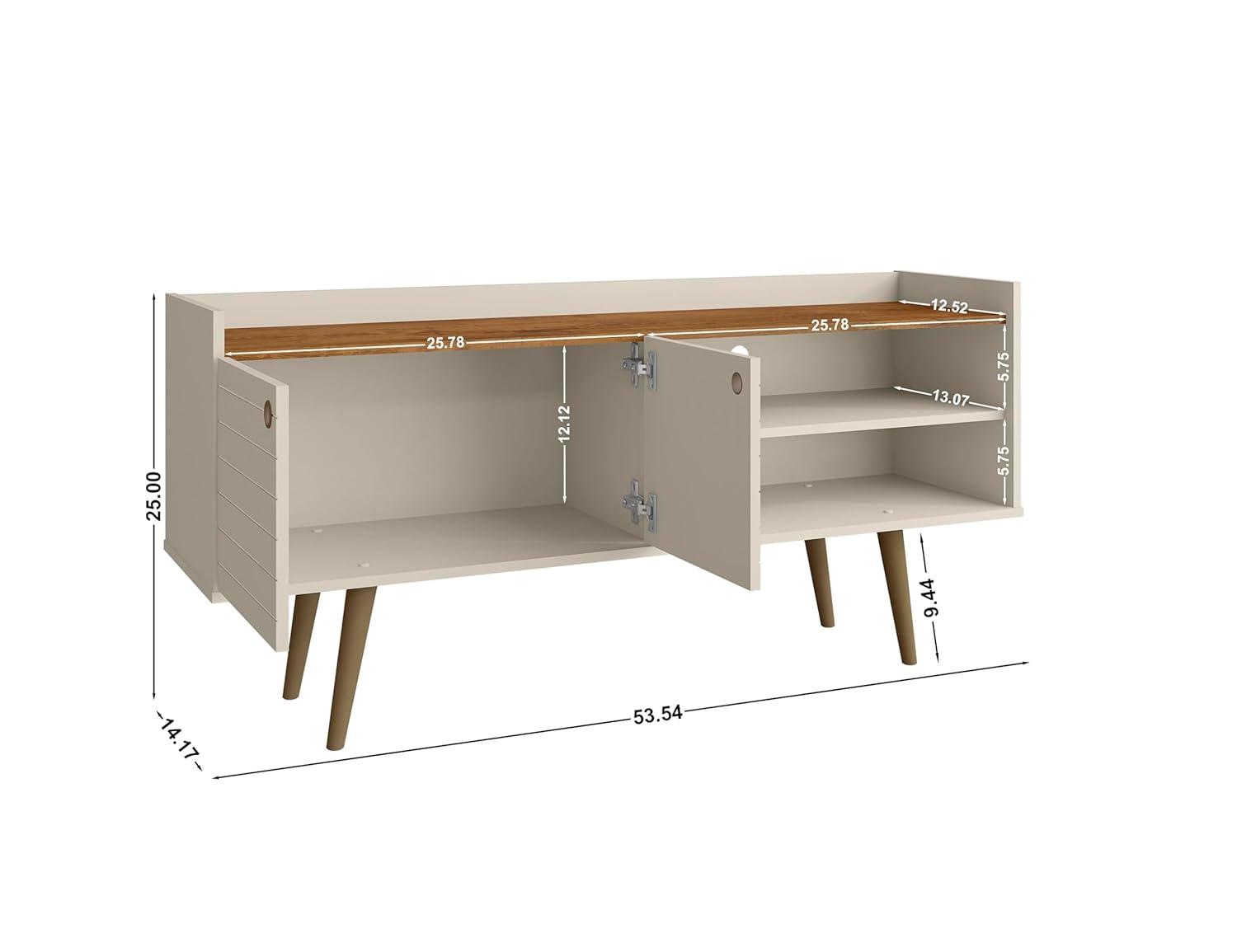 Mueble para TV de Madera Diseñado Bogart en Blanco Roto y Naturaleza