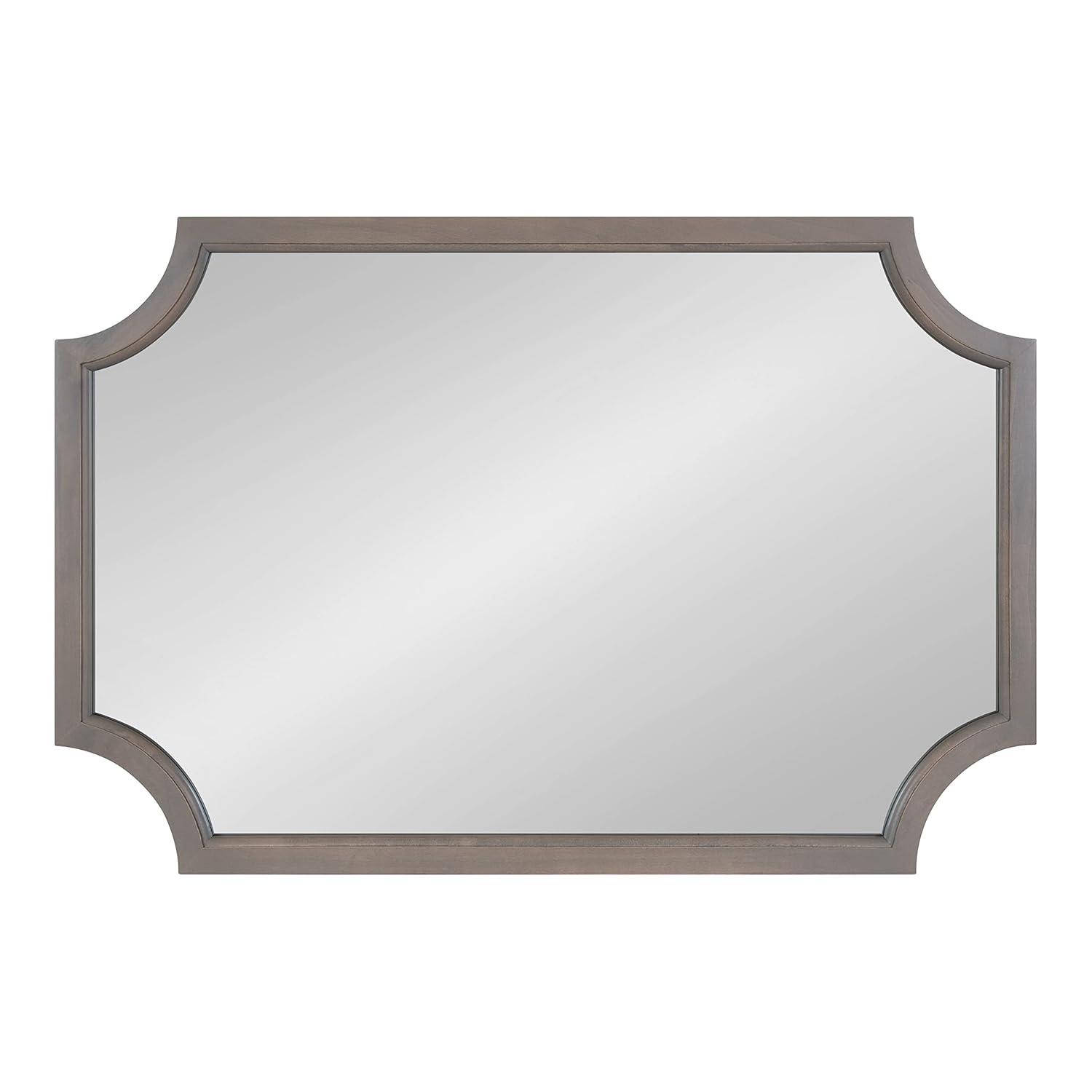 Kate & Laurel All Things Decor 24"x36" Hogan Framed Scallop Wall Mirror Gray: Modern Design, No Assembly Required