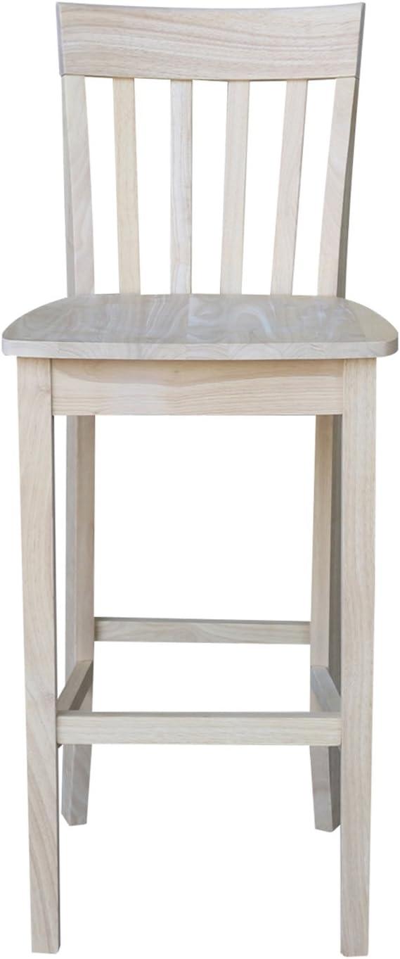 Solid Parawood Slatback Barstool 46" Unfinished Traditional Design