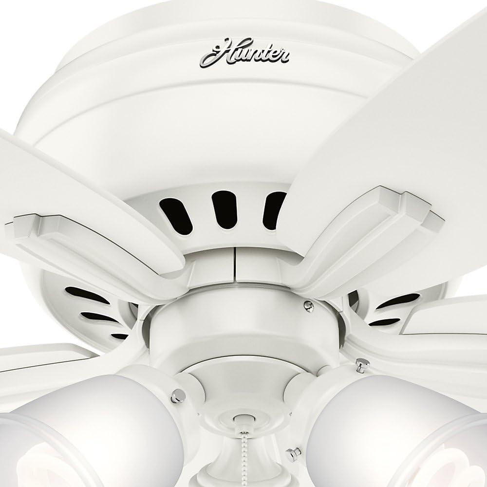 Hunter Fan Newsome 42" 5 - Blade Traditional Indoor Flush Mount Ceiling Fan with Lights and Pull Chains