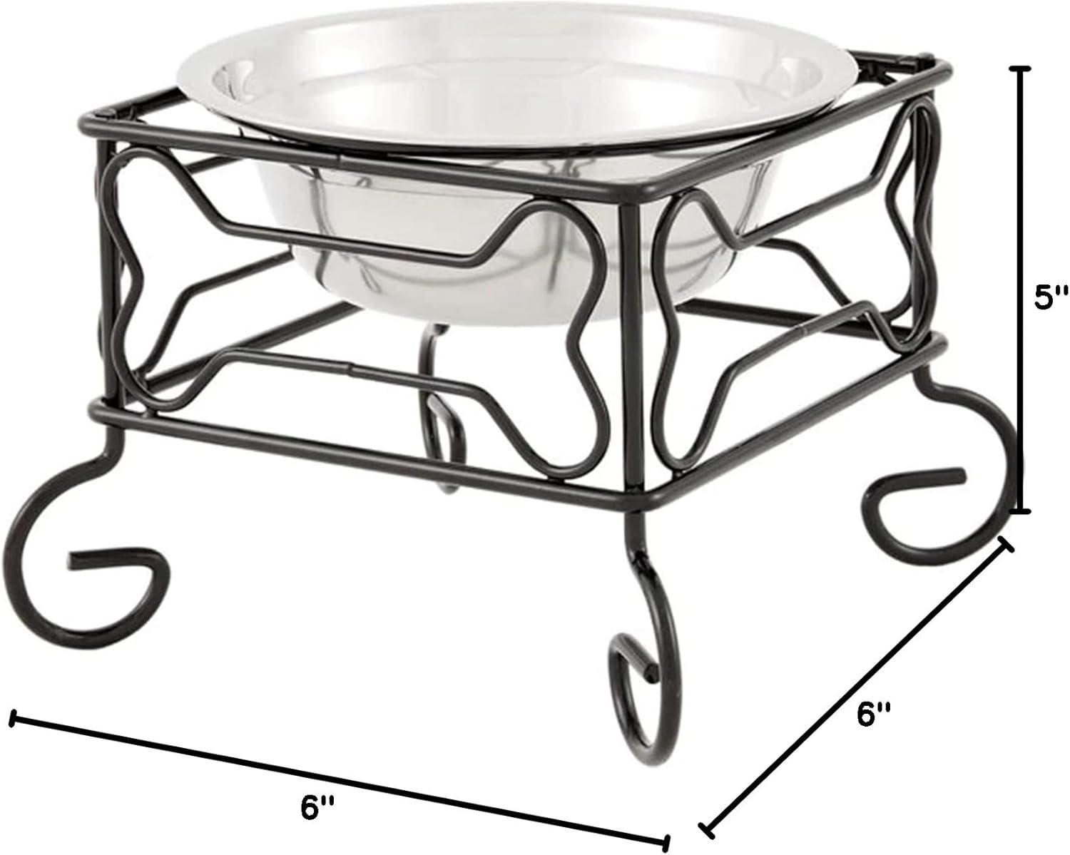 YML 5-Inch Wrought Iron Stand with Single Stainless Steel Feeder Bowl