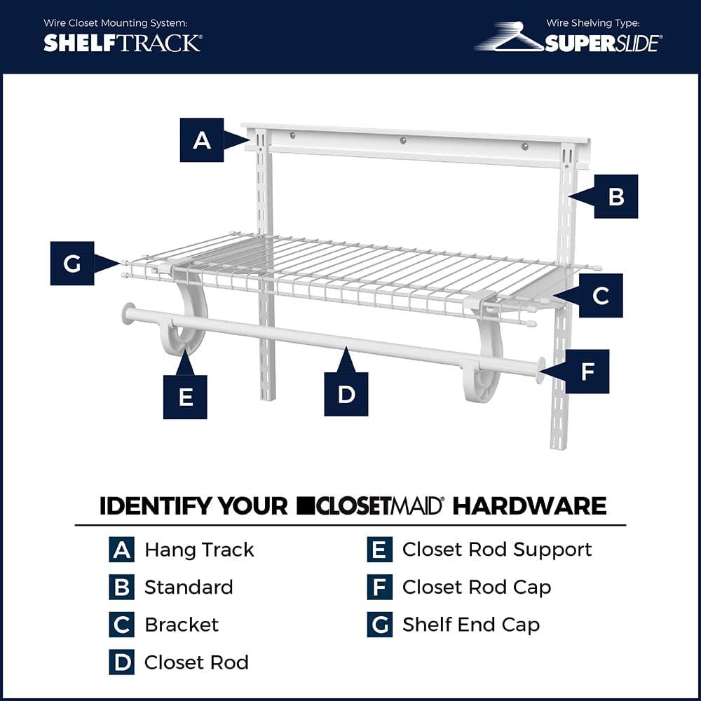 ClosetMaid 2854 ShelfTrack 16-inch Locking Shelf Bracket White New