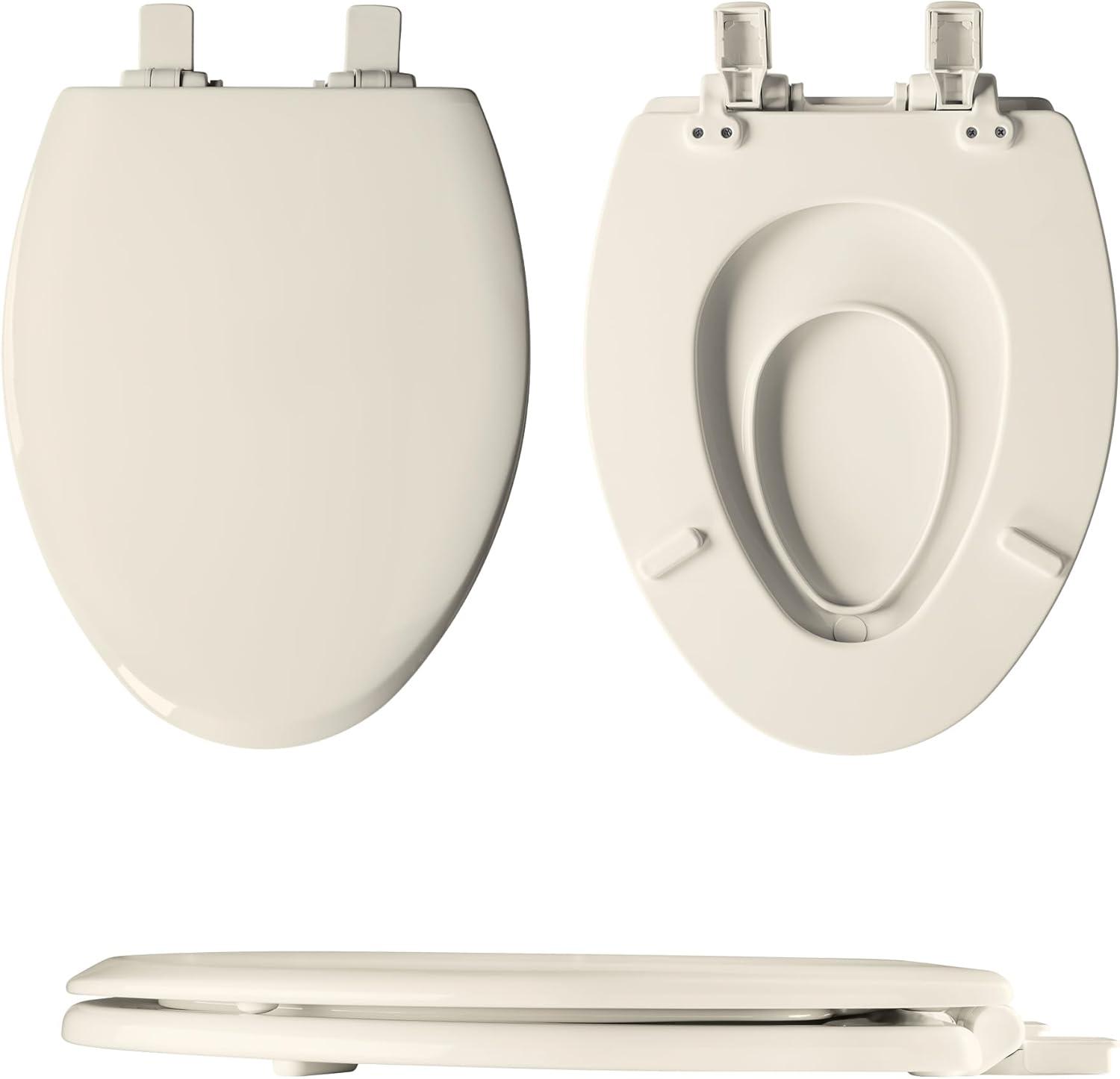 Mayfair NextStep2 Toilet Seat with Built-In Toddler Potty Training Seat, Slow Close, Easy Clean, Magnetic Removable Kids Seat, ELONGATED, Biscuit