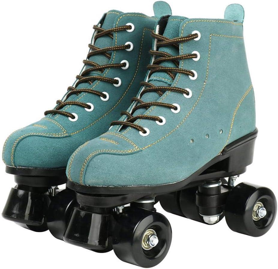 XUDREZ Cowhide Roller Skates for Women and Men High-Top Shoes Double-Row Design,Adjustable Classic Premium Roller Skates