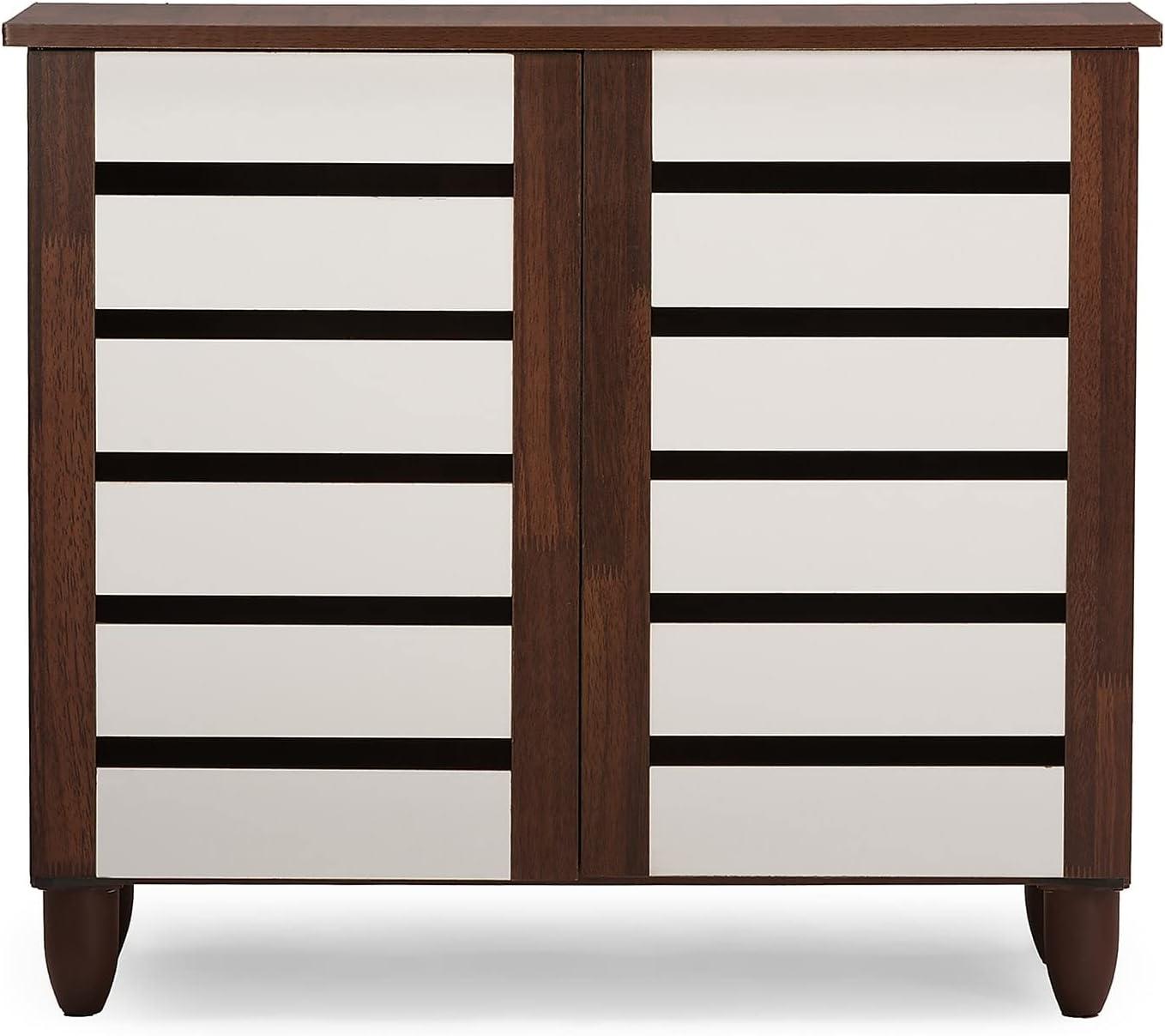 Gisela Two-Tone Oak and White Shoe Cabinet with Vinyl Legs