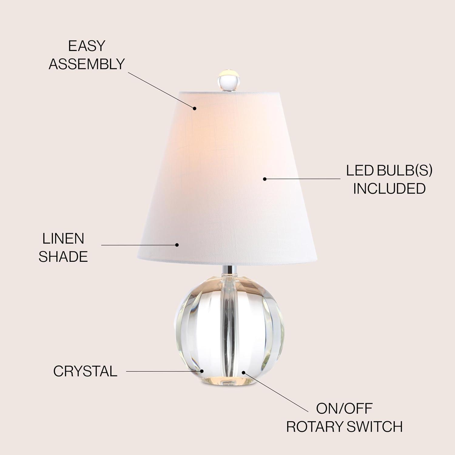JONATHAN Y Goddard 16" Crystal Ball/Metal LED Table Lamp, Clear