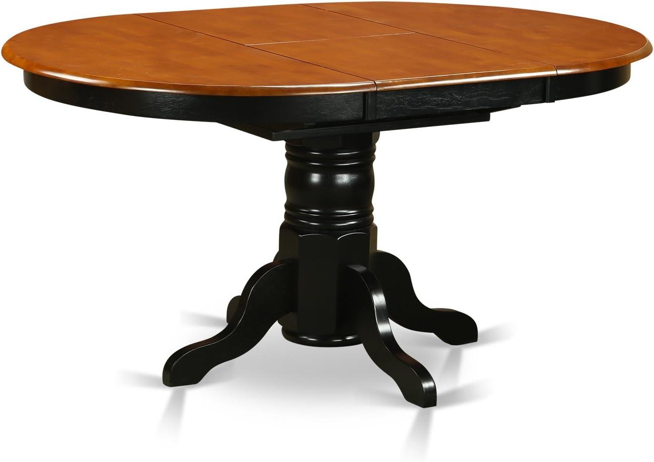 Cherry and Black Round Extendable Wood Dining Table