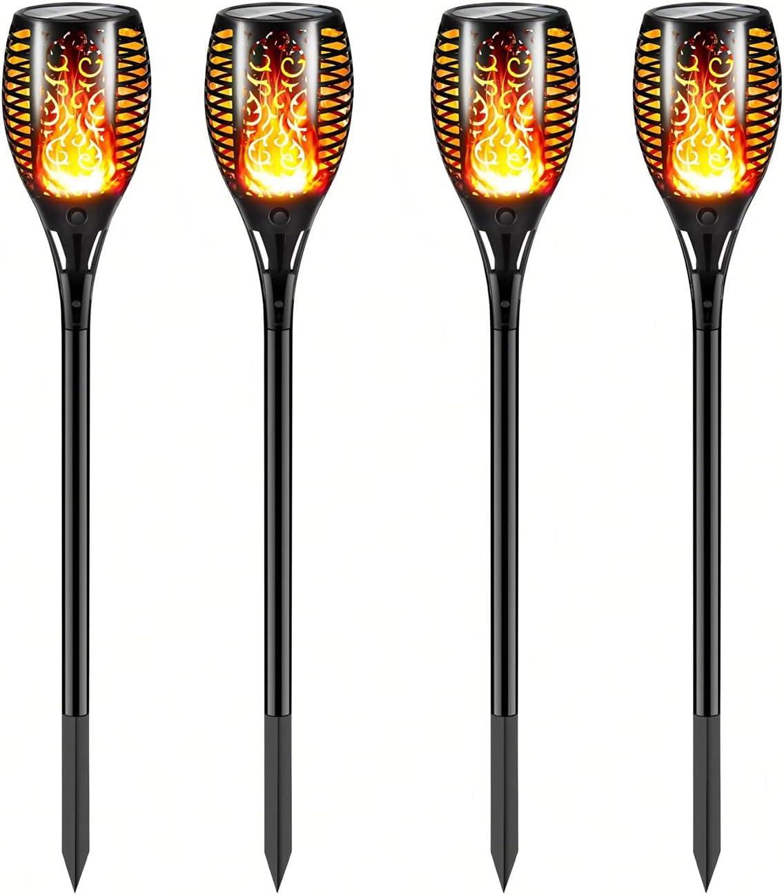 4 Pack Solar Lights Outdoor, Solar Torch Lights Outdoor Flickering Flame for Outdoor Decorations, Waterproof Garden Light Solar Powered , Torches Flame Light for Outside Yard Patio Lawn Garden Decor