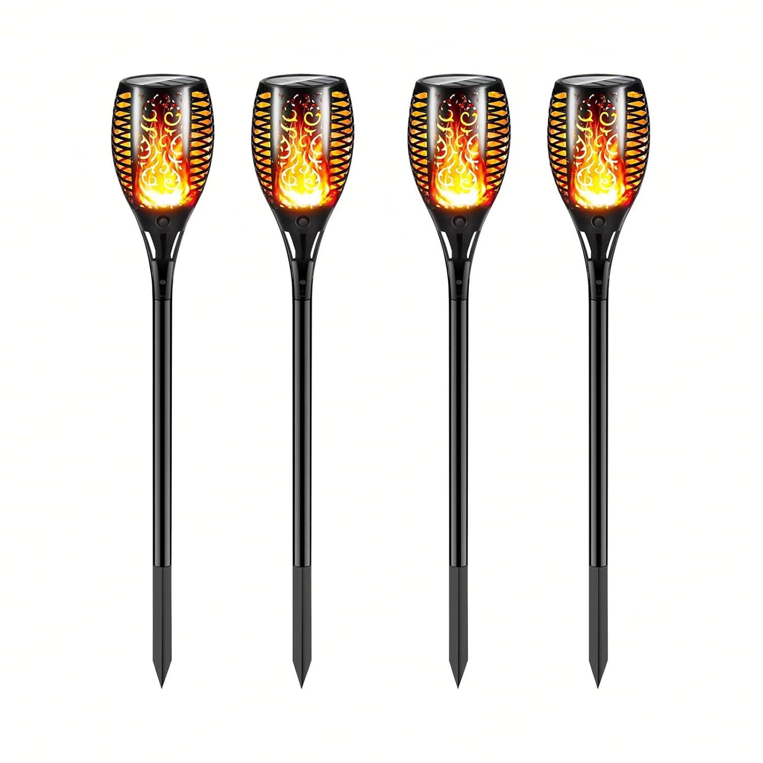 4 Pack Solar Lights Outdoor, Solar Torch Lights Outdoor Flickering Flame for Outdoor Decorations, Waterproof Garden Light Solar Powered , Torches Flame Light for Outside Yard Patio Lawn Garden Decor