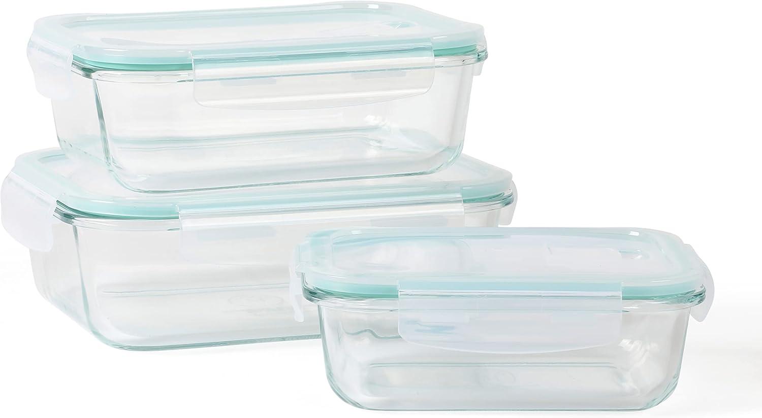 Clear Borosilicate Glass Storage Container Set with Snap Lids