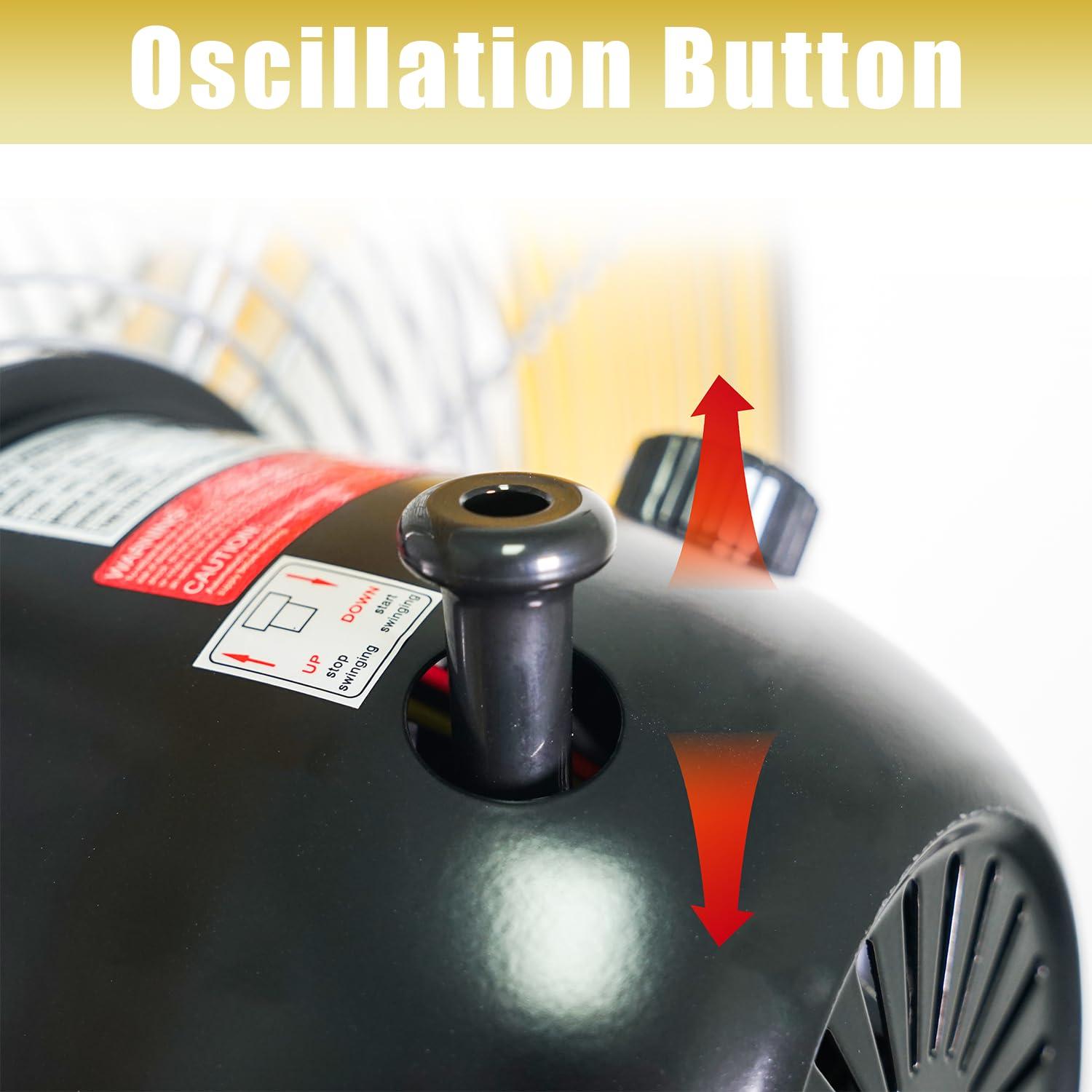 20" Yellow Aluminum Pedestal Fan with Adjustable Height