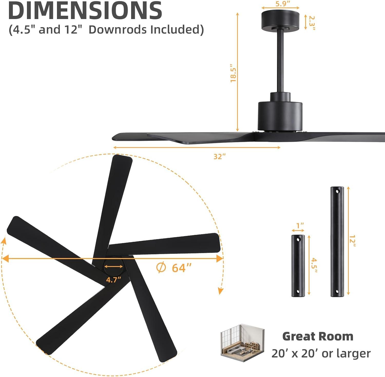 5-ABS Blades Indoor Ceiling Fan without Light