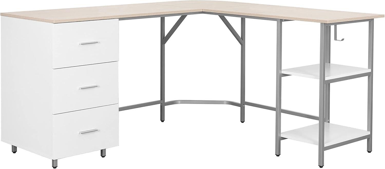 L Shape Home Office Two-Tone Desk with Storage - Techni Mobili