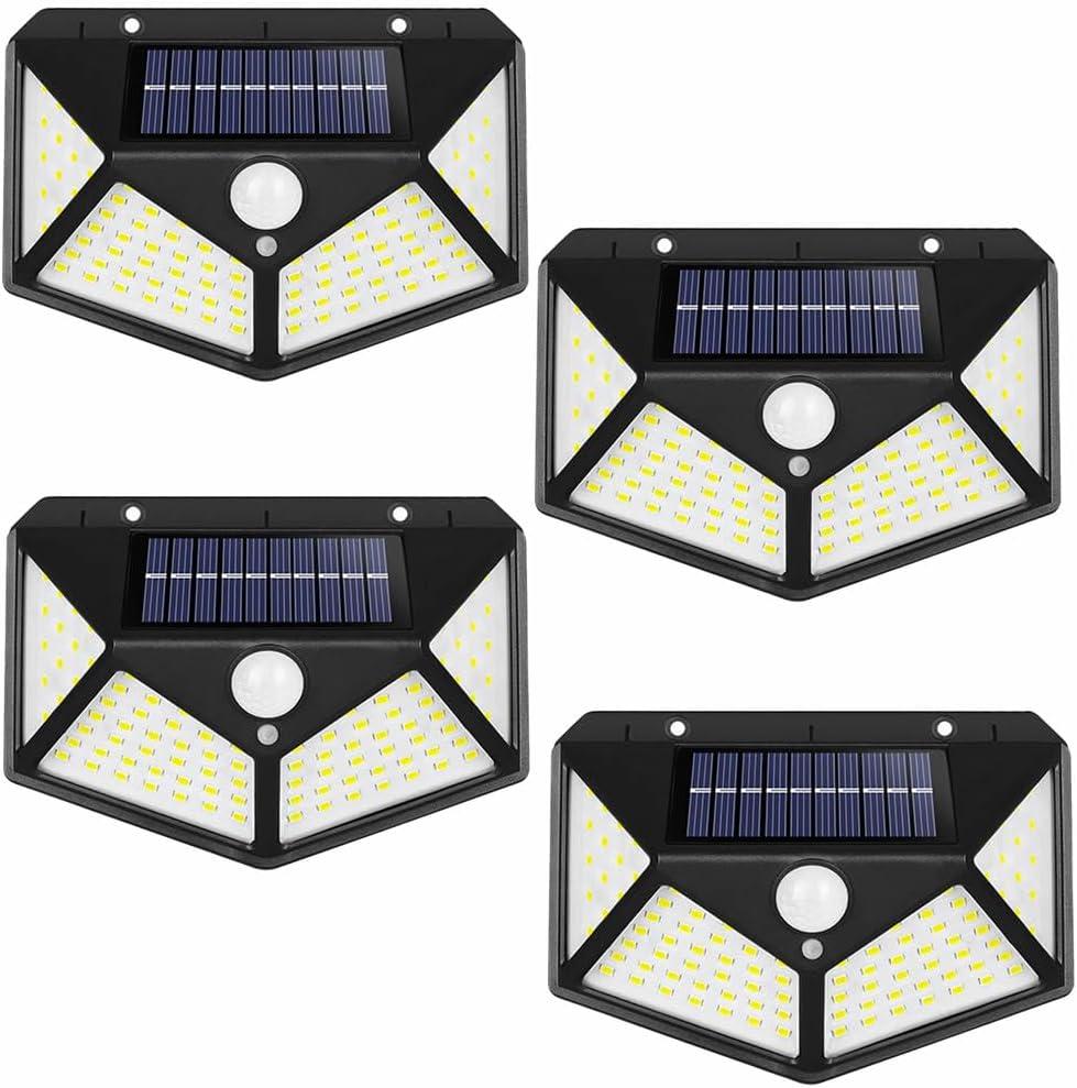 Outdoor Solar Powered LED Motion Sensor Wall Lights, 4 Pack