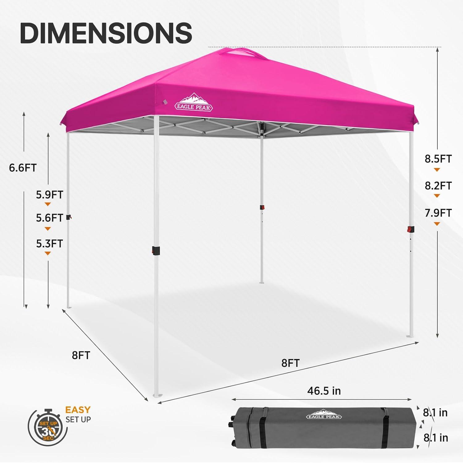 8 Ft. W x 8 Ft. D Steel Pop-Up Canopy