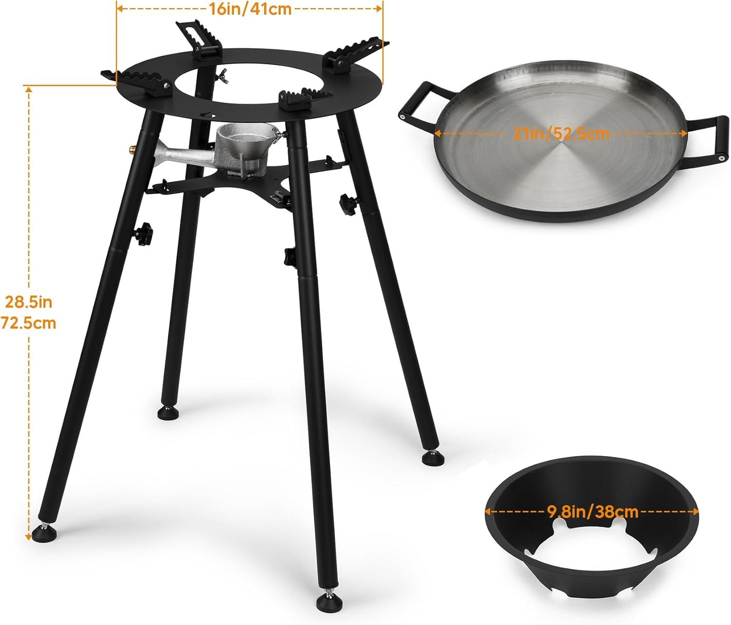 Black Portable Propane Single Burner Grill with 21 Inch Wok