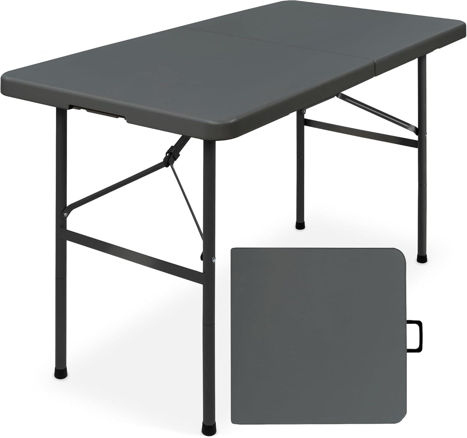 Best Choice Products 4Ft Plastic Folding Table, Indoor Outdoor Heavy Duty Portable W/ Handle, Lock For Picnic