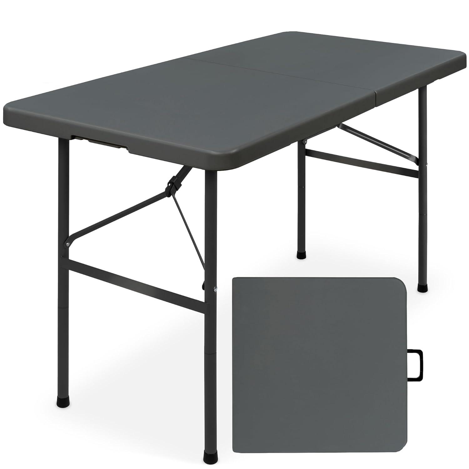 Best Choice Products 4Ft Plastic Folding Table, Indoor Outdoor Heavy Duty Portable W/ Handle, Lock For Picnic