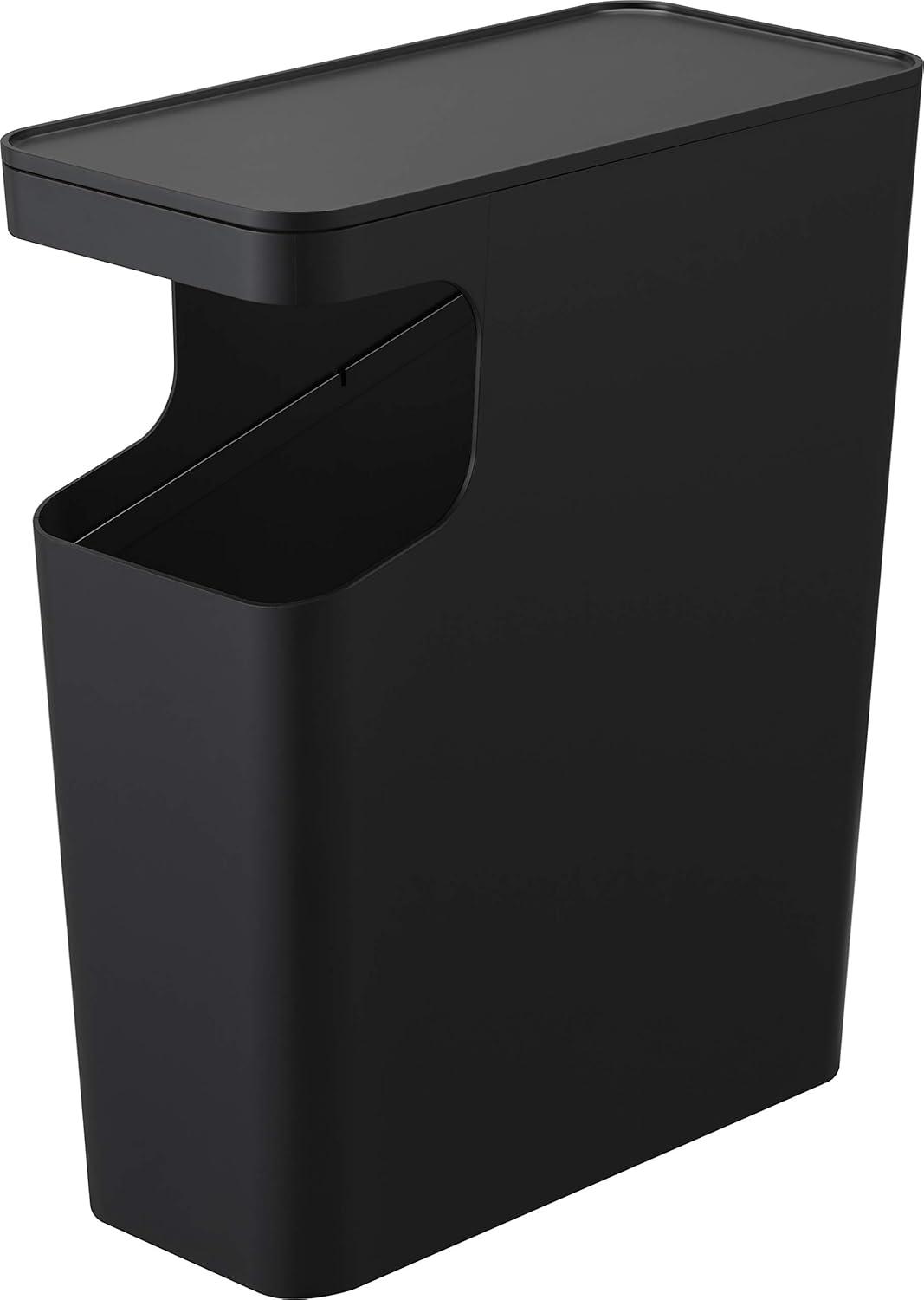 Tower Yamazaki Home Slim Side Table And Waste Basket Trash Can For Home Office Kitchen, 4 gallons