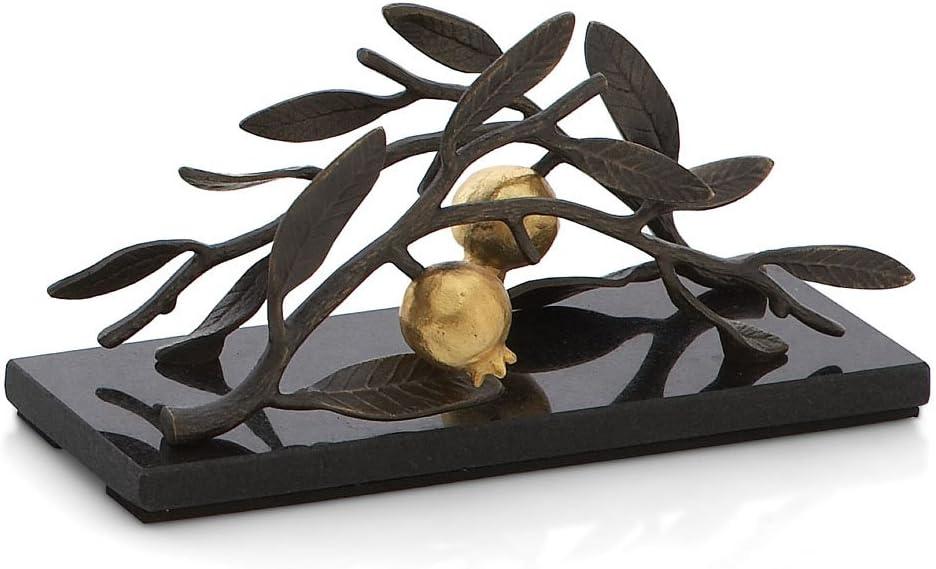 Black Metal Napkin Holder with Gold 3D Embellishment