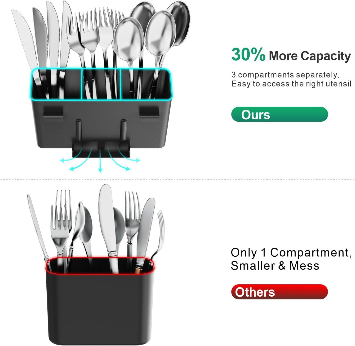 iSPECLE Dish Drying Rack with Drainboard - Compact Dish Racks for Kitchen Counter or in Sink, Small Dish Drainer with Utensil Holder and Drain Spout, Black