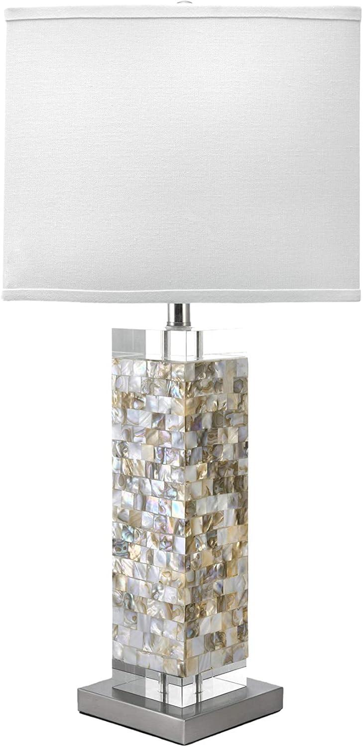 nuLOOM Houston Nickel Mosaic 29" Table Lamp Lighting - Satin Nickel & White 29" H x 13" W x 13" D
