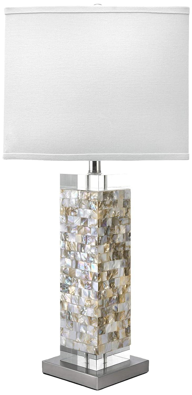 nuLOOM Houston Nickel Mosaic 29" Table Lamp Lighting - Satin Nickel & White 29" H x 13" W x 13" D