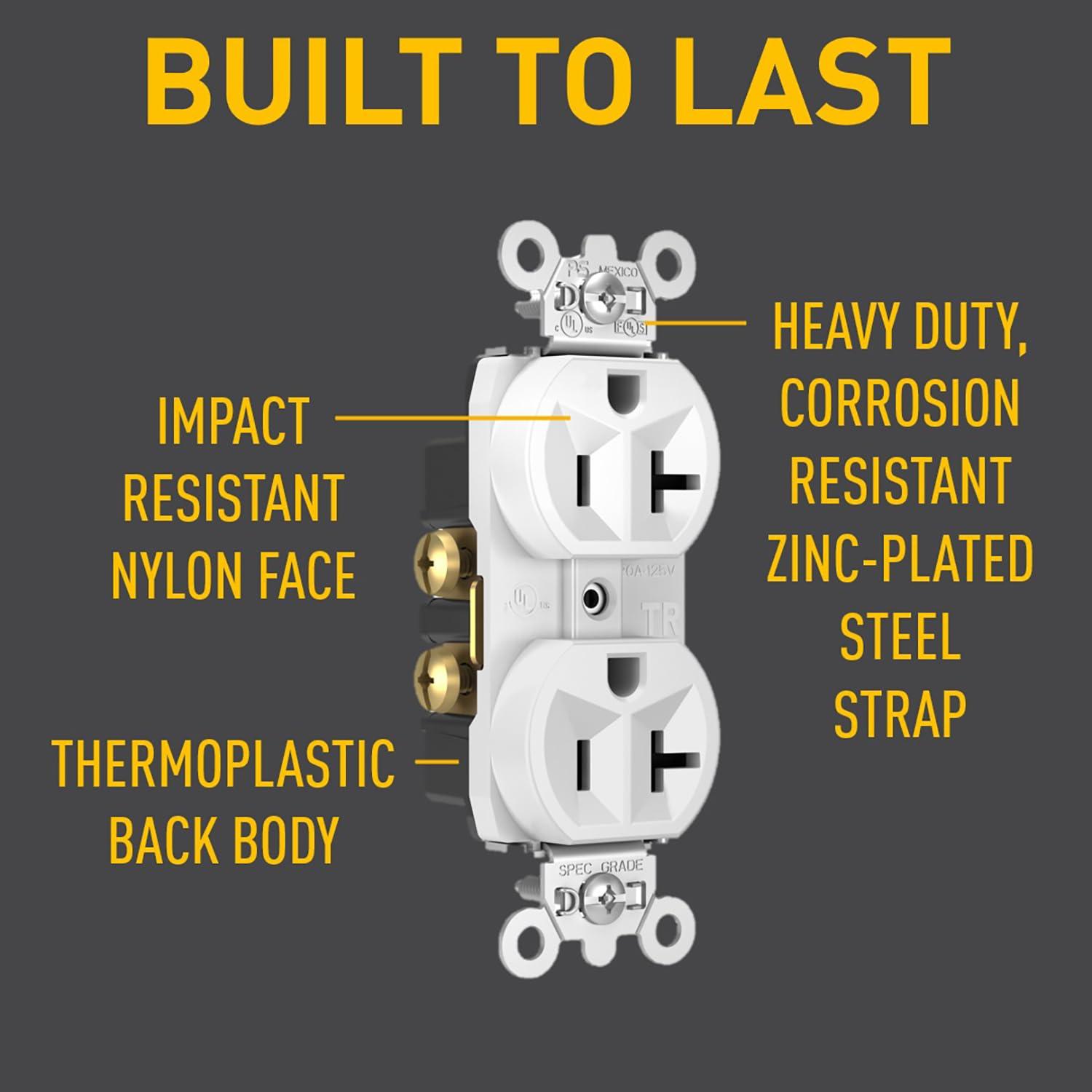 White Tamper Resistant Duplex Outlet with Wall Plate