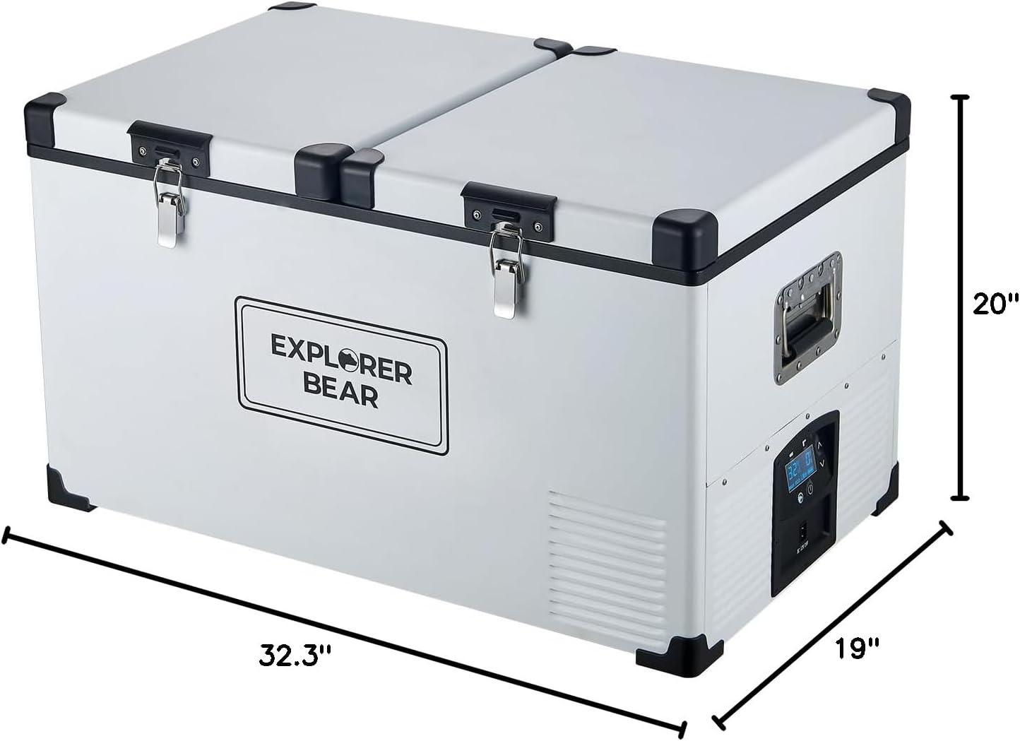 Explorer Bear EX75DB/75DW 79.3QT/75L 12/24V Portable Dual Zone Electric Cooler - Black