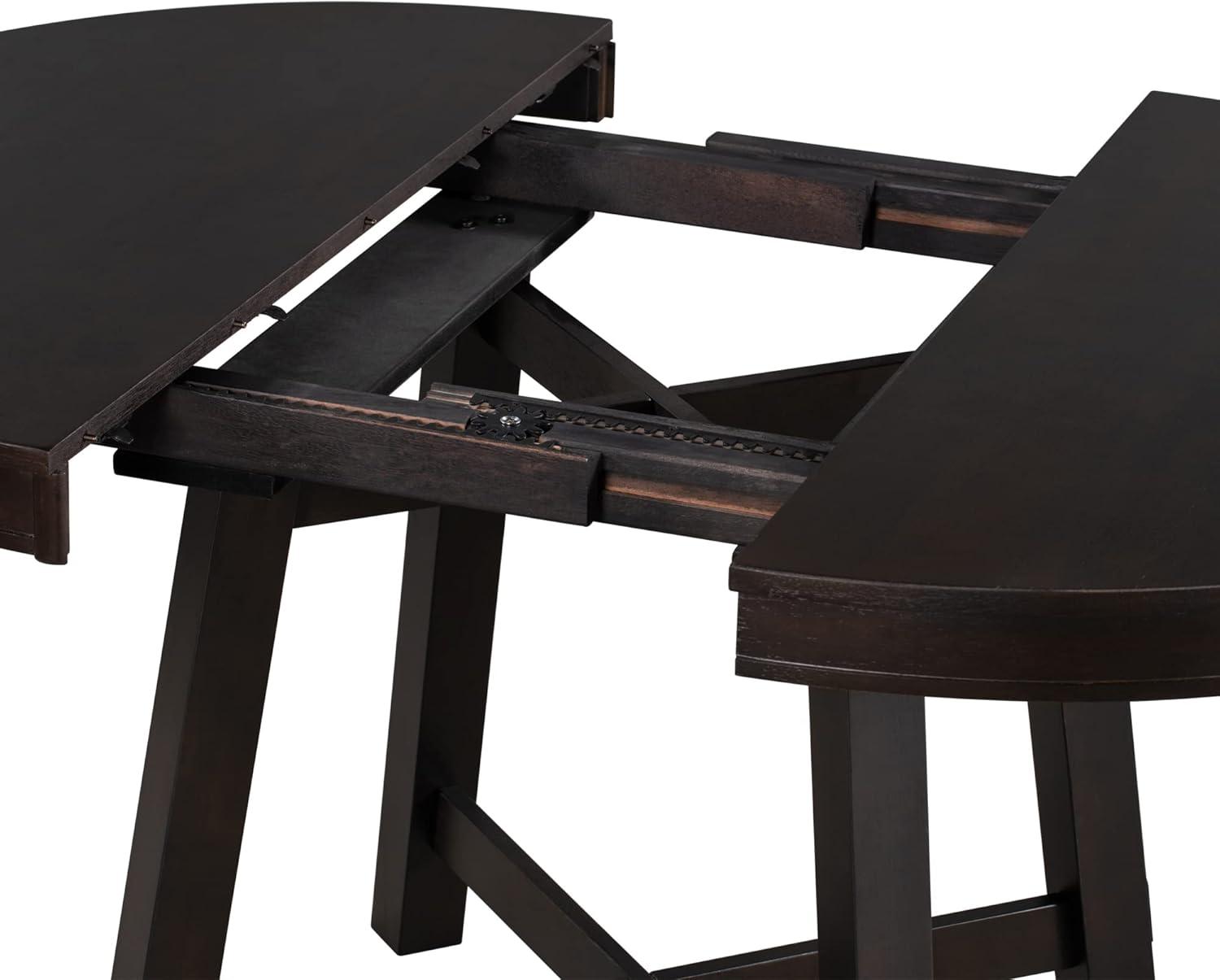 LUMISOL 42"-58" Round Extendable Dining Table, Solid Wood Dining Table with 16" Leaf, Farmhouse Round Kitchen Table with Solid Wood Frame for 4-6, Espresso