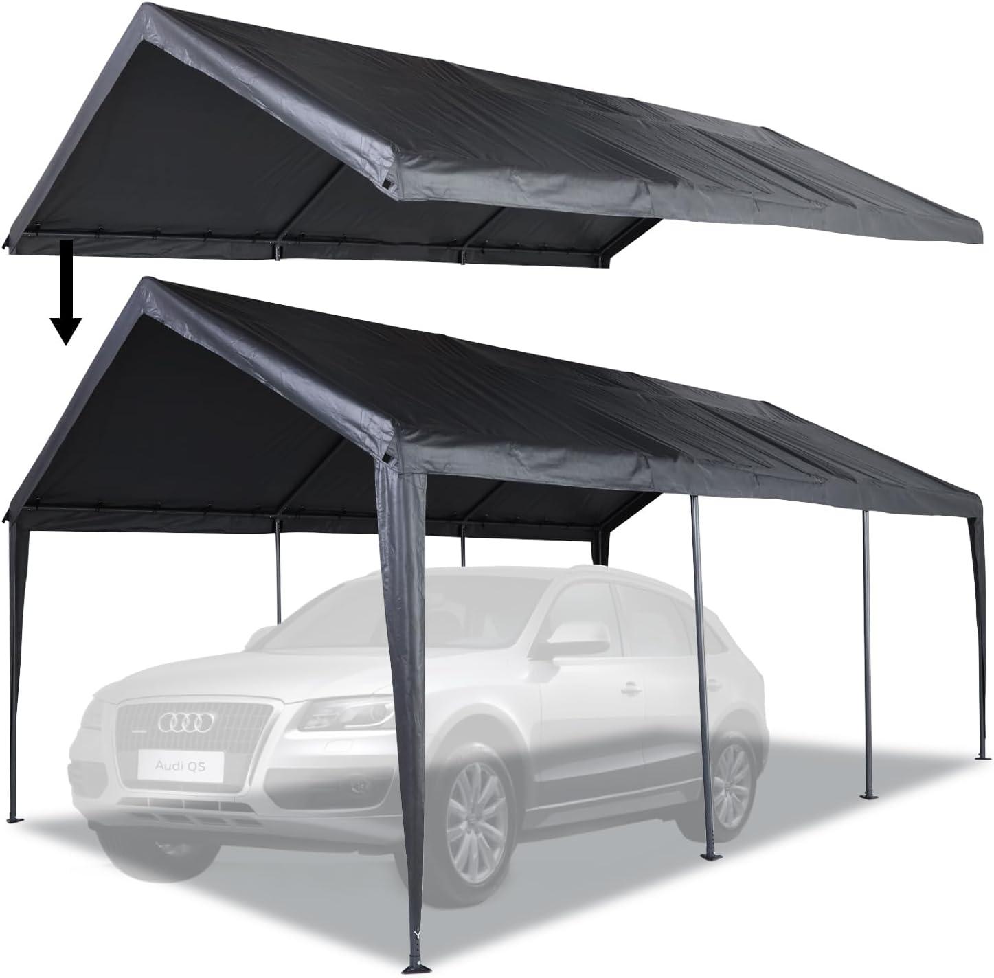 Dark Gray Waterproof Polyethylene Carport Replacement Canopy Cover