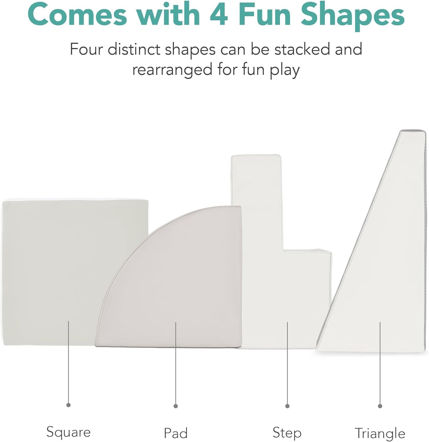 Best Choice Products 4-Piece Kids Climb & Crawl Soft Foam Block Playset Structures for Child Development - Neutral