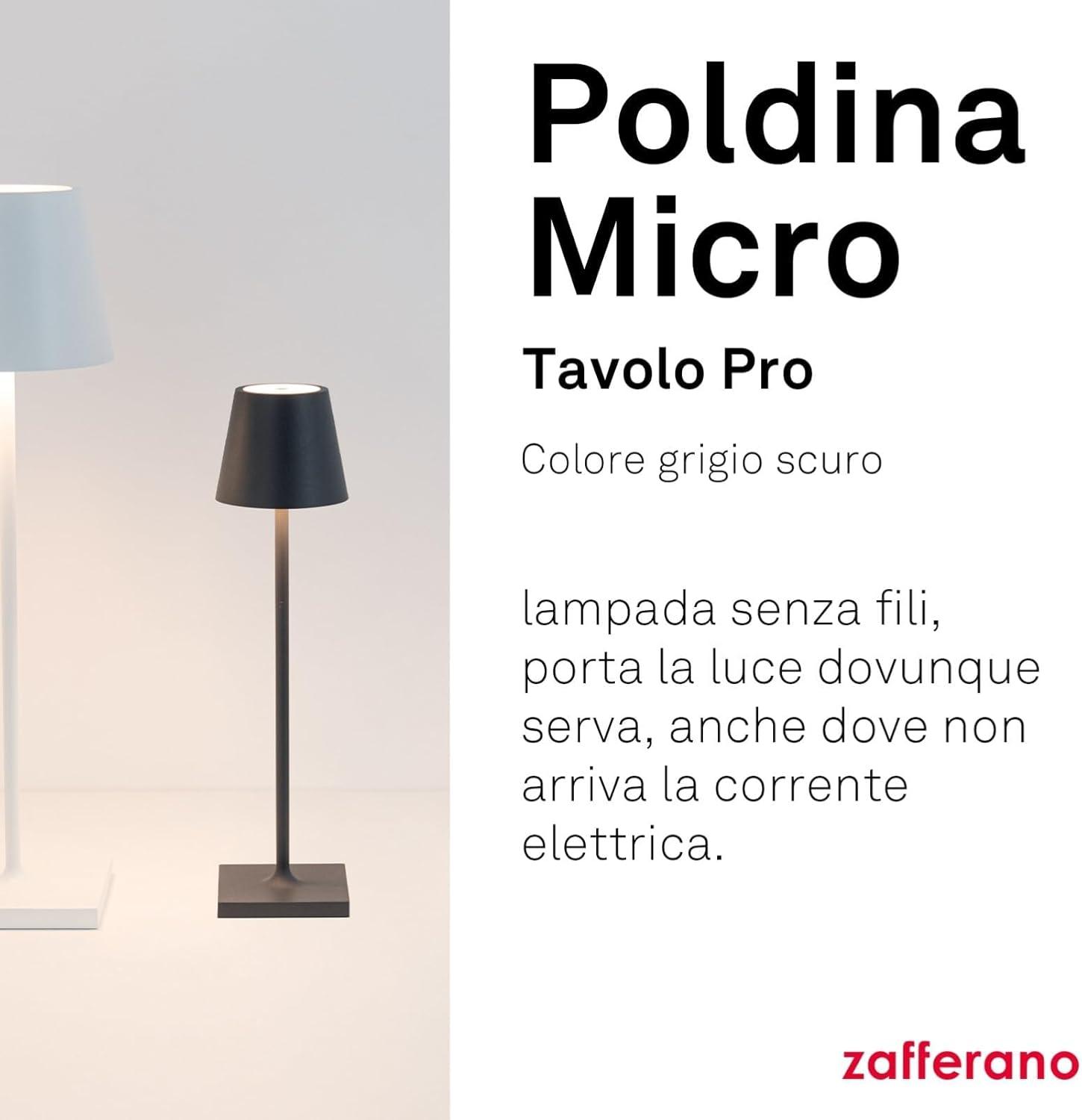 Dark Grey Cordless Touch LED Table Lamp