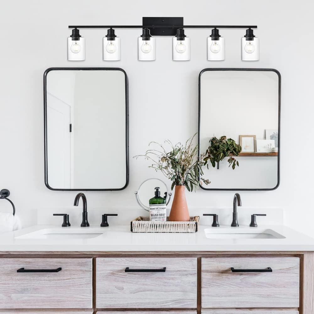 VINLUZ  Modern 6-lights Vanity Lighting Fixture for Bathroom black