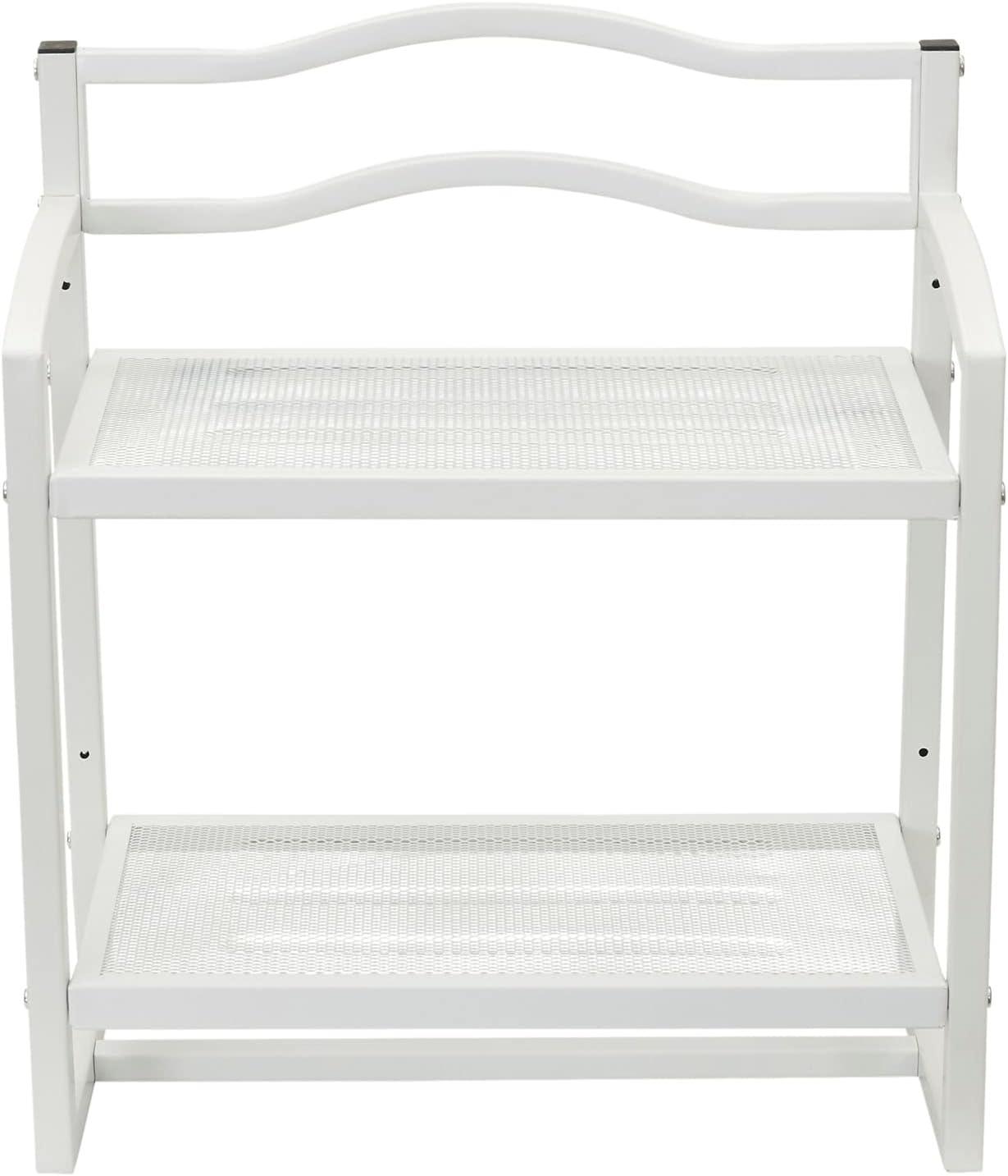 Household Essentials 2 Tier Metal Wall Mount Bathroom Storage Rack White