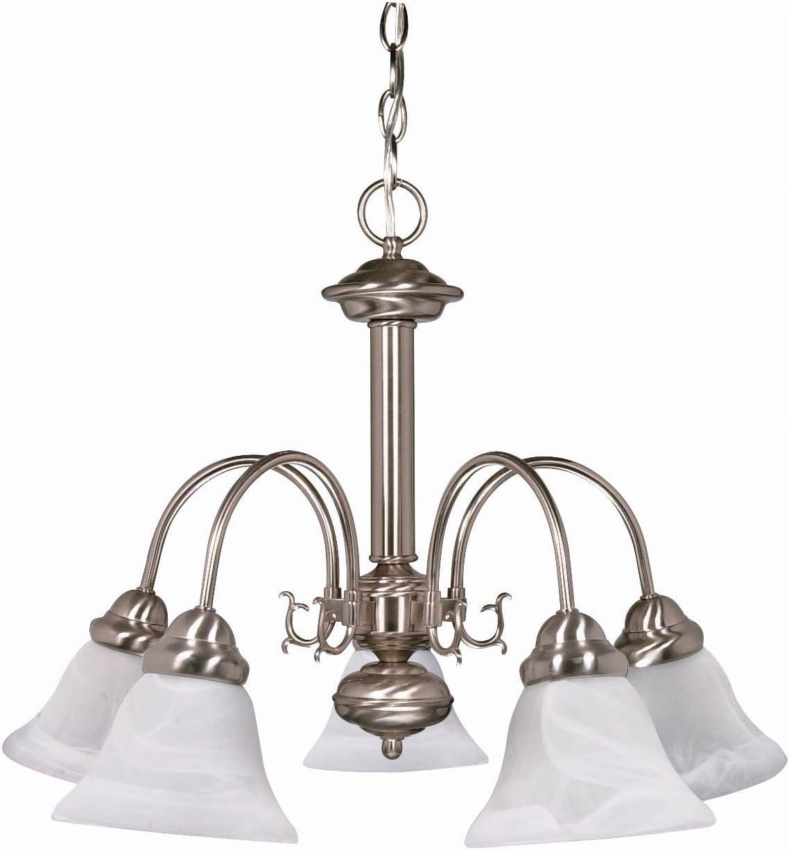 Ballerina Brushed Nickel 5-Light Chandelier with Alabaster Glass Shades