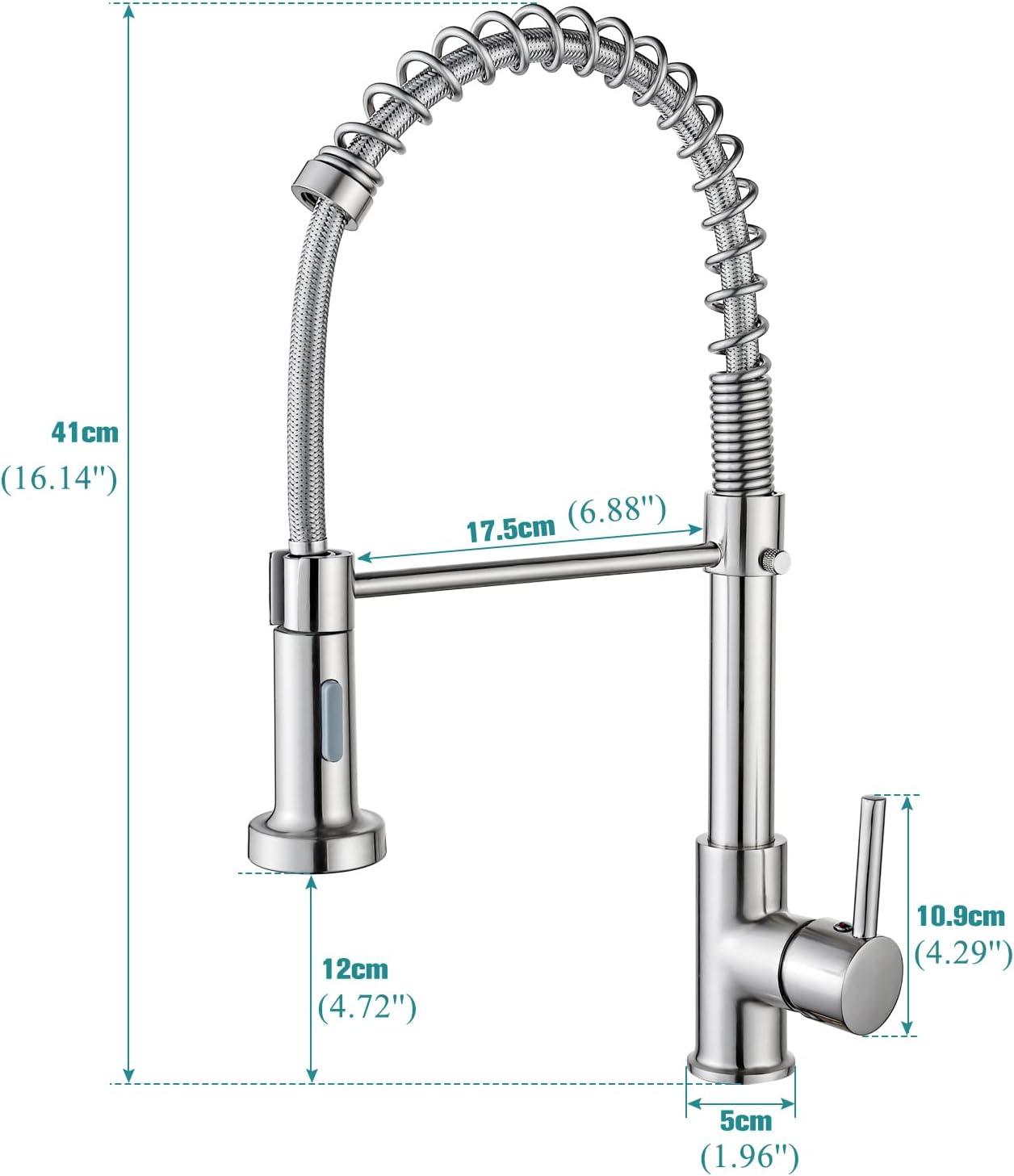 Brushed Nickel Stainless Steel Single Handle Kitchen Faucet with Pull Down Sprayer