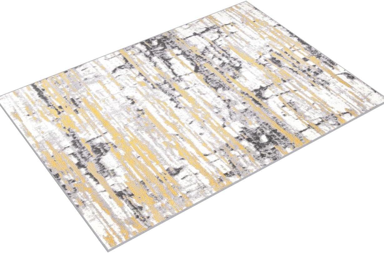 World Rug Gallery Vintage Abstract Modern Area Rug - Yellow 5' x 7'